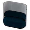 Modern Sectional Sofa With Dark Blue Upholstery And White Curved Frame 3d model