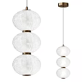 Modern White Spherical Chandelier With Three Layers And Elegant Design 3d model
