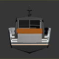 Modern Gray and Orange Motorboat with Sleek Deck and Cabin Design