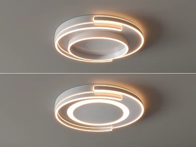 Modern Circular LED Ceiling Lights With Illuminated Rings 3d model