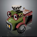 Cartoon Food Truck With Chef Hat Big Eyes Green Red Design