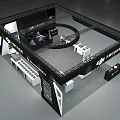 DJI Industry Applications Exhibition Booth Modern Black And White Design With Digital Screens Tables And Chairs