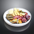 Delicious Charcuterie Platter With Olives Pickles Cheese Crackers And Sausages