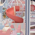 Colorful Children's Playground With Spiral Slide Ball Pit And Multi Level Structures