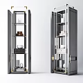 Elegant Modern Storage Display Cabinet With Glass Doors Metal Frame And Shelves