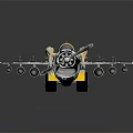 Vintage Black And Yellow Model Biplane With Detailed Propeller And Wings