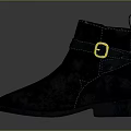 Stylish Black Leather Ankle Boots With Yellow Buckle And Classic Design
