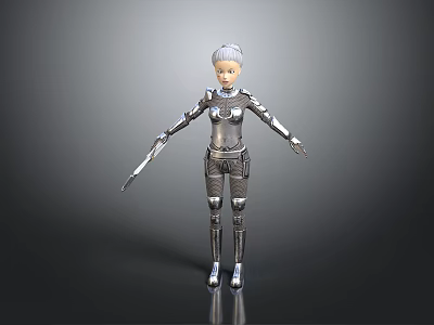 Futuristic Silver Female Robot Game And Movie Character With Metallic Armor And Shiny Surface 3d model