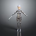 Futuristic Silver Female Robot Game And Movie Character With Metallic Armor And Shiny Surface