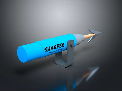 SHARPER Blue Pencil Sharpener With Arrow Design Manual Operation And Stable Base 3d model SHARPER Blue Pencil Sharpener With Arrow Design Manual Operation And Stable Base 3d model