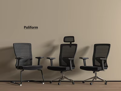 Pollform Three Different Style Modern Office Chairs With Mesh Design 3d model