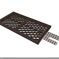Brown Metal Grille Panel With Grid Design And Extended Strips