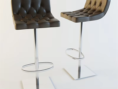 Stylish Black Diamond Tufted Bar Stools With Modern Metal Frame Base 3d model
