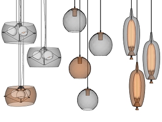 Modern chandelier glass small chandelier combination 3d model