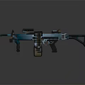 Modern Tactical Blue Black Rifle With Metal Magazine And Components