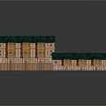 Cartoon Style Houses With Green Roofs Wooden Structures And Bright Windows Arranged In Rows