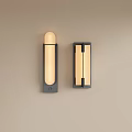 Two Modern Wall Sconces Different Designs Beige Shades Black Frames Mounted On Light Brown Wall 3d model