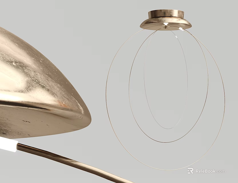 Modern Metallic Chandelier With Circular Rings And Sleek Contemporary Design 3d model 