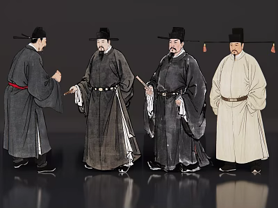2D Ancient Chinese Ink Character Virtual Character Ancient Painting Character Song Dynasty Scholar-official Classical Ink Character Ancient Chinese Ink Man 3d model