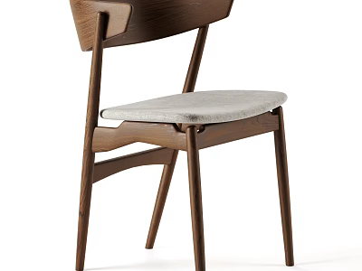 Stylish Wooden Leisure Chair With Soft Gray Cushion And Ergonomic Backrest 3d model