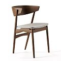 Stylish Wooden Leisure Chair With Soft Gray Cushion And Ergonomic Backrest