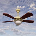 Ceiling Mounted Air Conditioner Fan With Wooden Blades And White Light Fixture
