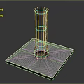 Cylindrical Metal Frame Installation With Square Base And Radial Holes