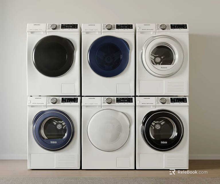 Modern Washing Machines With Various Color Options For Home Laundry Appliance Use 3d model 