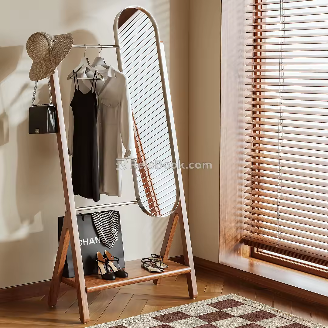 Log Style Hanger Coat Rack 3d model
