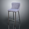 Light Purple Quilted Fabric Bar Stool With Metal Cross Support Legs