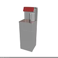 Modern Standing Water Dispenser With Red Control Panel And Storage Cabinet