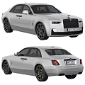 Silver Rolls-Royce Sedan Exterior With Black Wheels Front Grille And Taillights