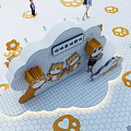 Tafo Coffee House With Cute Cartoon Shiba Inu Cloud Decorations And Photo Spot