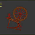 Antique Wooden Spinning Wheel Traditional Handcraft Tool With Large Wheel Structure