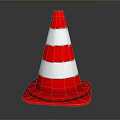 Red And White Striped Traffic Cone With Sturdy Red Base And Clear Visibility