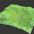 Garden Landscape Design With 3D Mountain Terrain Snow Covered Peaks And River Valleys