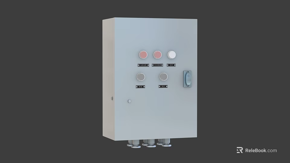 Industrial Control Panel Enclosure with Indicator Lights and Control Buttons 3d model 