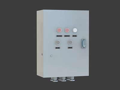 Industrial Control Panel Enclosure with Indicator Lights and Control Buttons 3d model
