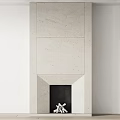 Modern Fireplace Design With White Stone Exterior And Black Interior With Birch Logs