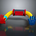 Colorful Hand Shaped Toy With Yellow Curved Body Red Blue Grips And Black Connector