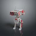 Game And Movie Robot Character With Red White Mechanical Body Circular Eyes And Antennas