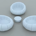Casual Sofa Set With Round White Seats And Small Coffee Table 3d model