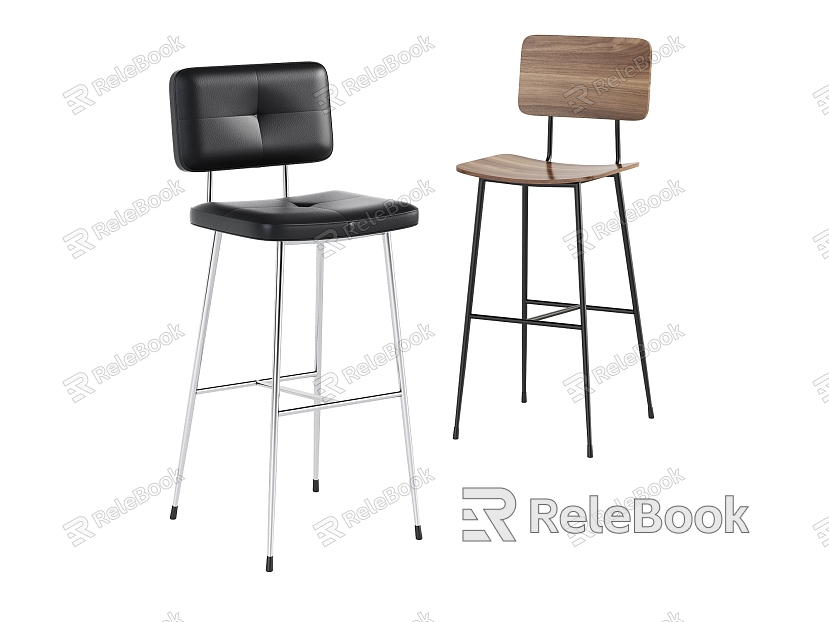 Bar Chair Combination Simple Fashion Elegant Metal Tripod Leather Solid Wood model