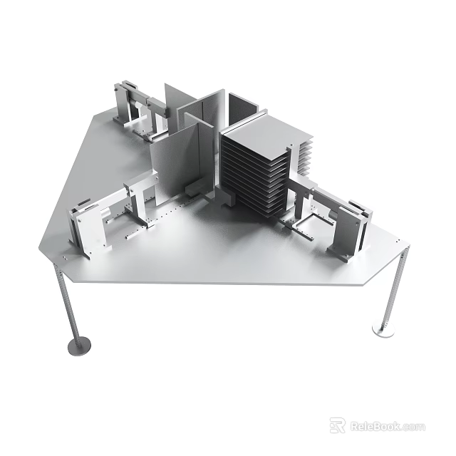 Industrial Metal Structure Model With Geometric Components And Platform Base 3d model 