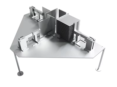 Industrial Metal Structure Model With Geometric Components And Platform Base 3d model