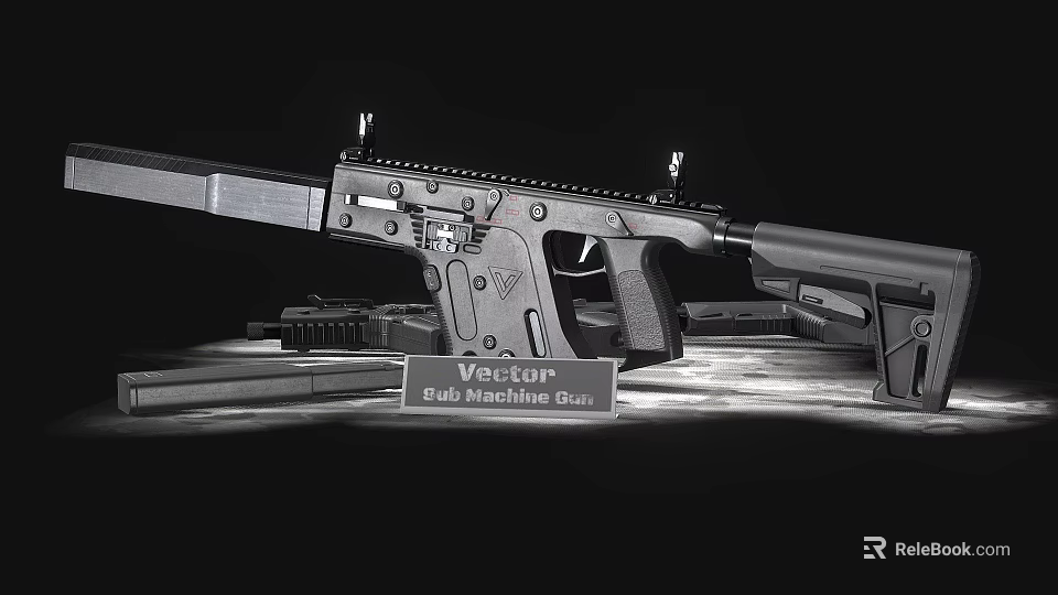 Vector Sub Machine Gun Tactical Weapon Design With Modern Features And Accessories 3d model 