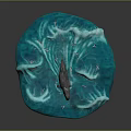 Aquatic Animals Swimming In Blue Water With Ripples And Black Structure