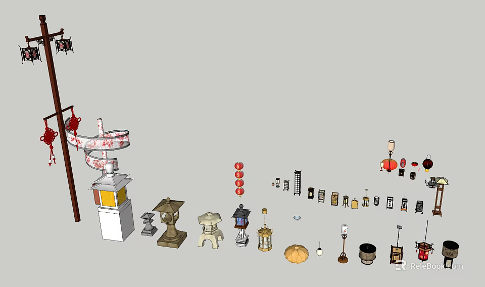 Diverse Lighting Fixture Collection Featuring Various Styles And Decorative Designs 3d model 