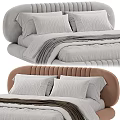 Modern Upholstered Bed With White Bedding Dark Blanket And Two Color Options 3d model