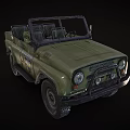 Military Green Open Top Off Road Vehicle With Front Grille And Side Badge